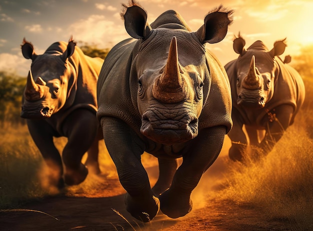 A group of rhinos