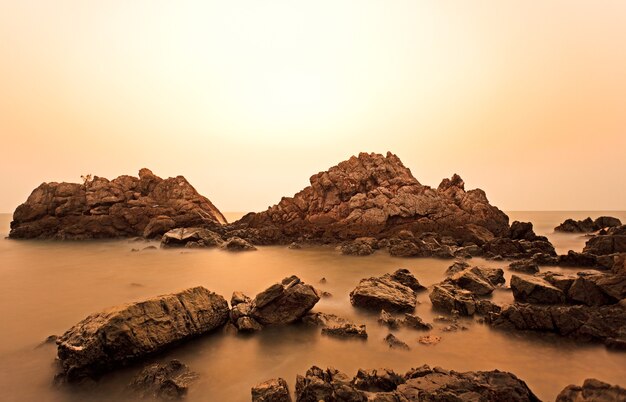 Group of rock at twilight