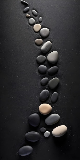 A group of rocks on a black surface