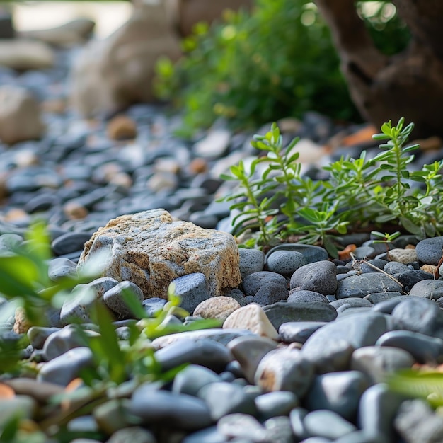 Photo a group of rocks and plants