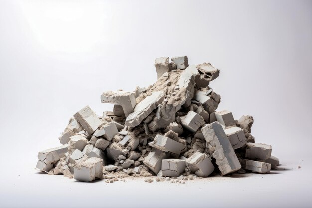 group of rubble on a white background generated by ai