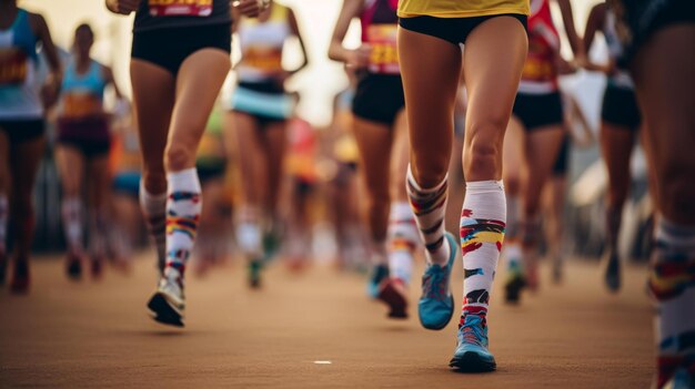 Photo a group of runners competing in a race