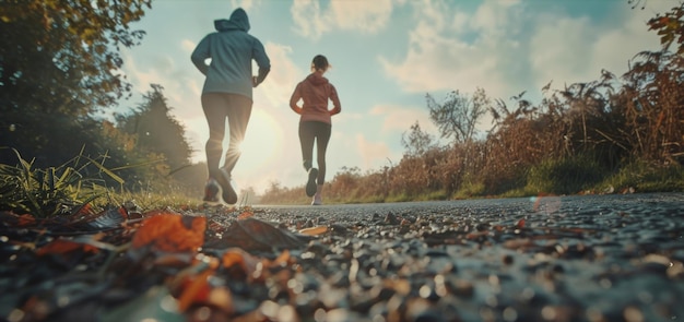 Групповые беги и упражнения спортсменов на открытой дороге для тренировок на марафонских соревнованиях или бега