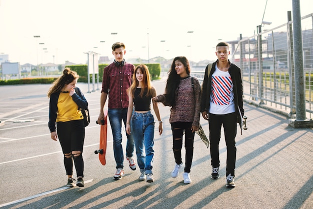 Group of school friends outdoors lifestyle