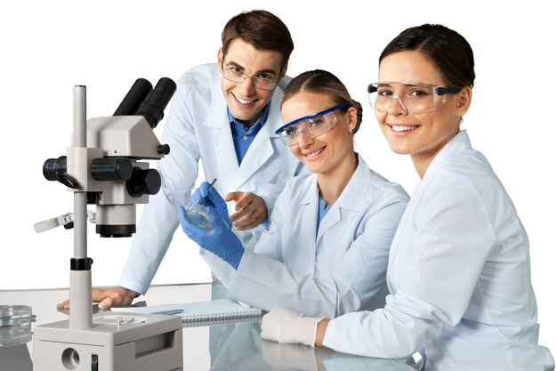 Group of the scientists working at the laboratory