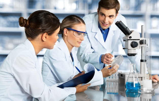 Group of the scientists working at the laboratory