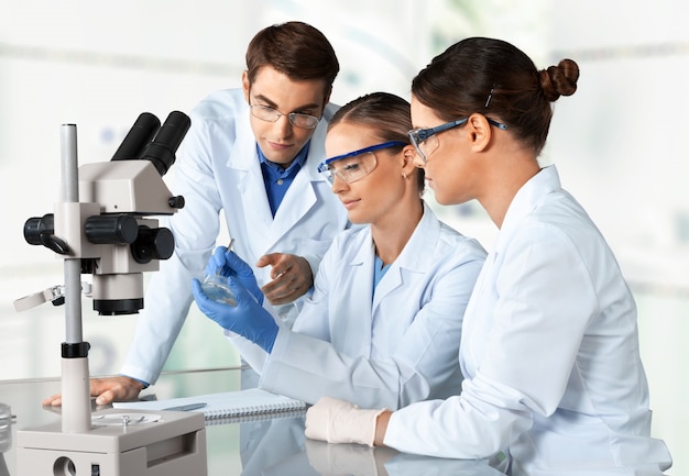 Group of the scientists working at the laboratory