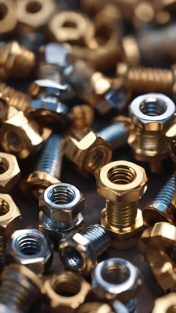 a group of screw nuts