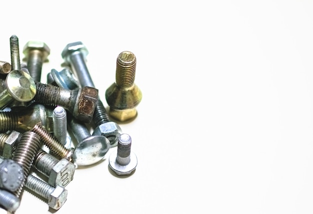 Group of screws and gears isolated with white background