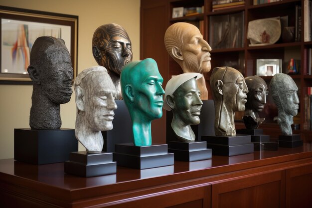 Группа скульптур, каждая со своим характером и стилем, созданная с помощью генеративного ИИ.