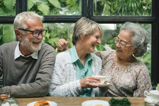 Group of Senior Retirement Meet up Happiness Concept