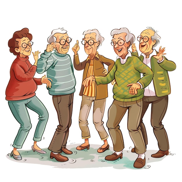 Photo group of seniors attending a dance workshop illustration