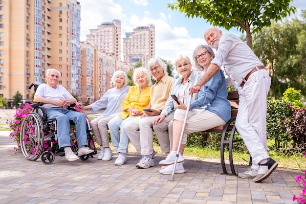 Group of seniors people bonding at the park