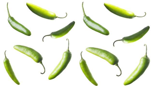 Group of serrano peppers in a composition