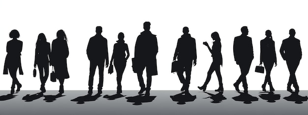 Photo group setting silhouettes female and male business people in professional collaboration atmosphere