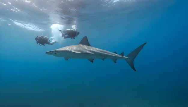 a group of shark swimming in the ocean with one shark