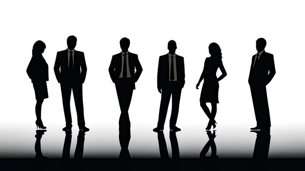 Group of silhouettes of man and woman in business attire Generative AI