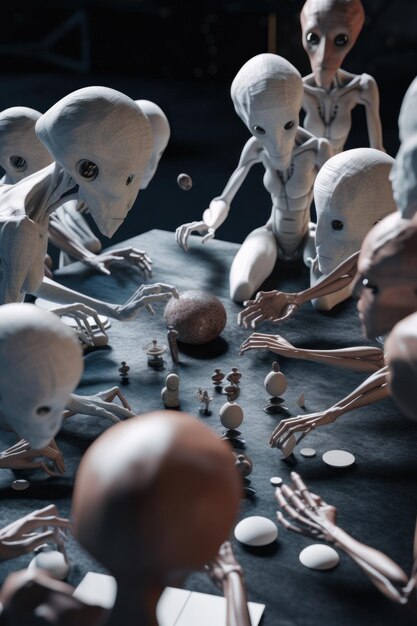 A group of skeletons playing a game of chess Generative AI image