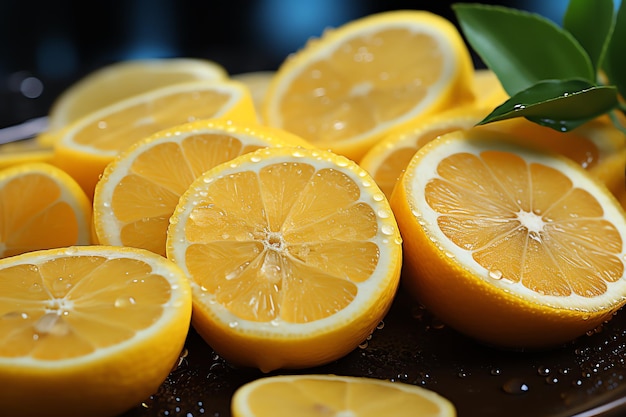 Photo a group of sliced lemons