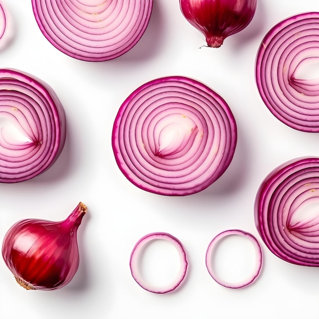 Photo a group of sliced onions