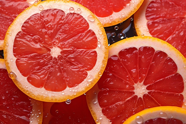 Photo a group of slices of grapefruit