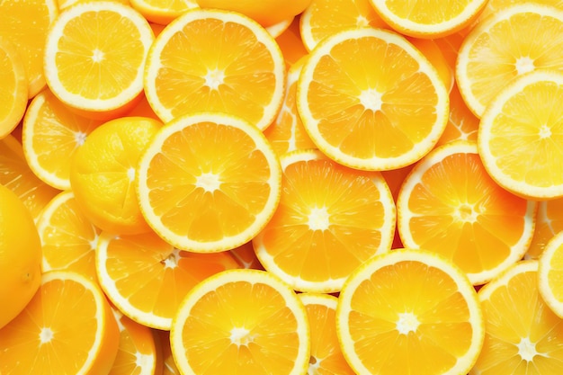 白い背景に分離された新鮮なオレンジ色の果物の全体のスライスのグループ ジェネレーティブ AI