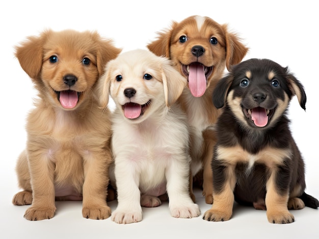 Group of small cute dog puppies different breeds photograph