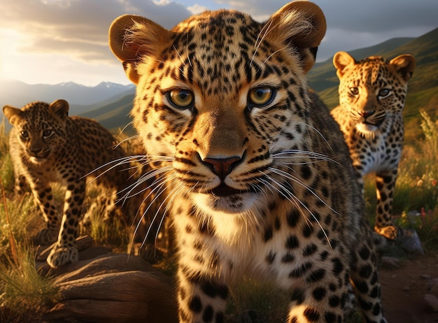 A group of small leopards