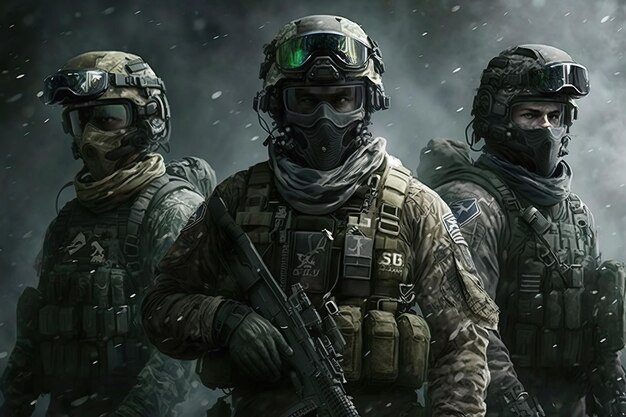 A group of soldiers from the game call of duty.