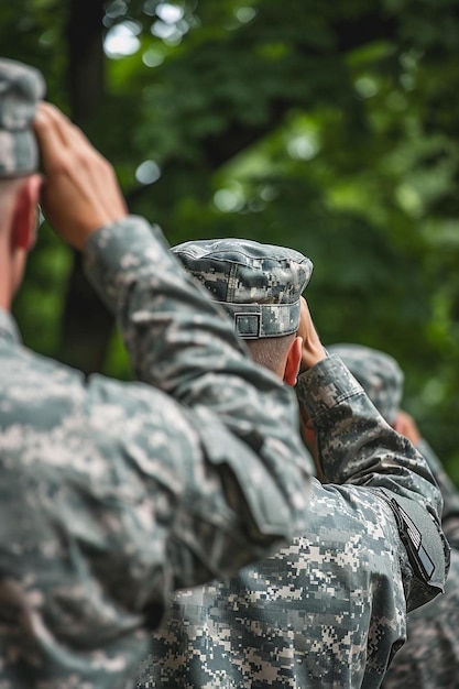 a group of soldiers saluting each other