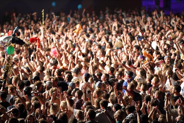 Foto gruppo di spettatori a un concerto musicale