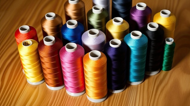 a group of spools of thread
