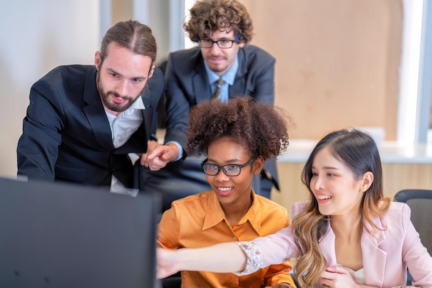 Group of startup business coworker staff working in office