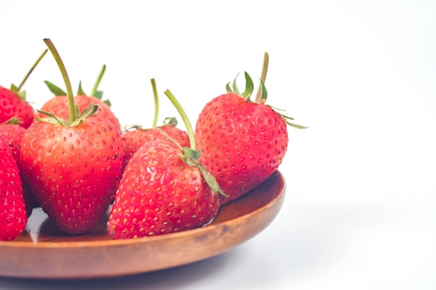 Group of Strawberries on white background.