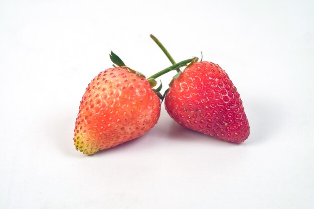 Group of Strawberries on white background.