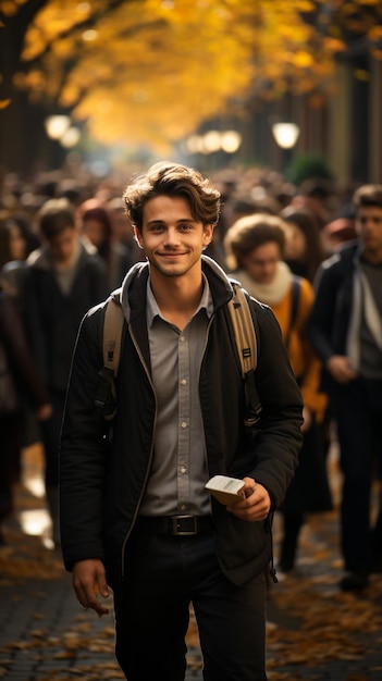 group student happy face holding book