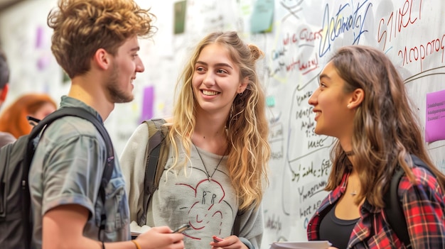 Foto un gruppo di studenti che si divertono nel campus universitario un gruppo di adolescenti che si divertano insieme