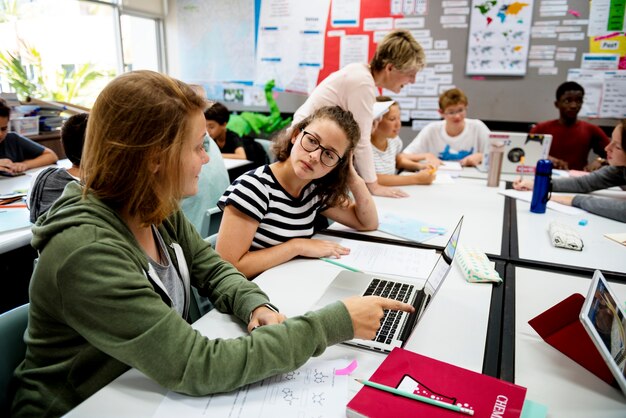 Group of students learning in a classroom