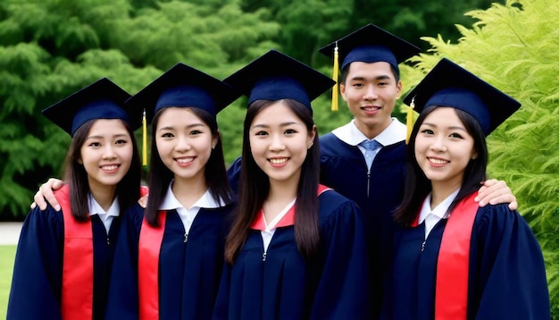 Foto un gruppo di studenti che posano per una foto insieme