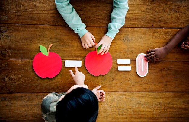 Group of students studying mathematics fruit