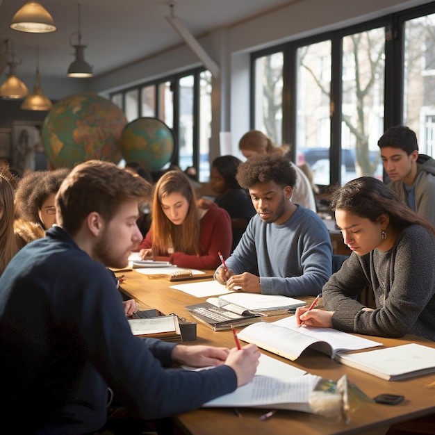 Photo group of students taking a course together in the class