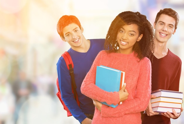 Group of students with books