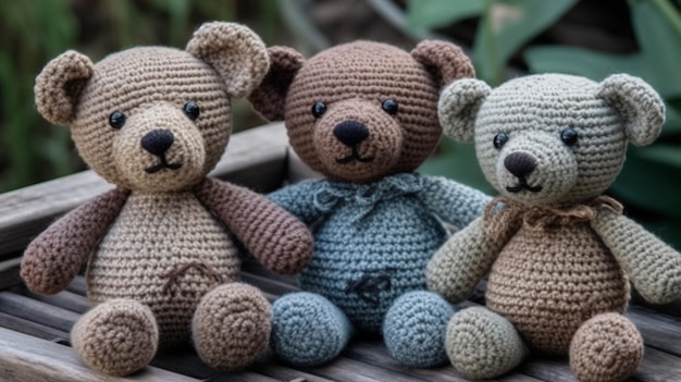 A group of stuffed animals with one wearing a blue shirt and a blue shirt.