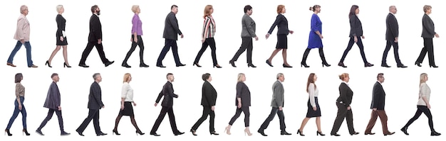 group of successful business people in motion isolated