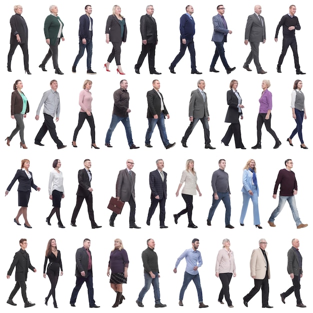 group of successful business people in motion isolated
