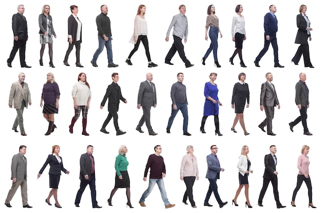 group of successful business people in motion isolated
