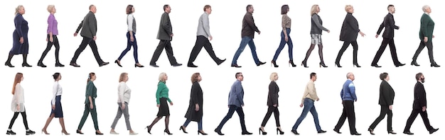 group of successful business people in motion isolated