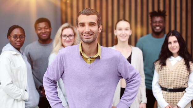 Group of successful business people standing in the office