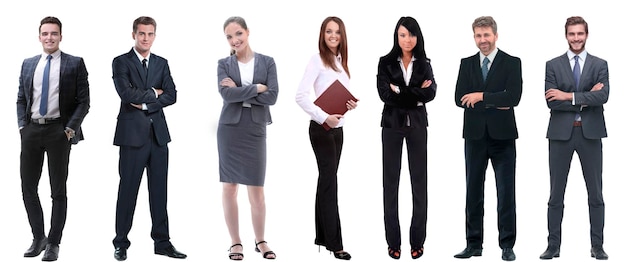 Group of successful business people standing in a row