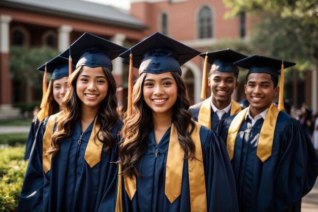 A group of successful happy smiling graduates generated by AI